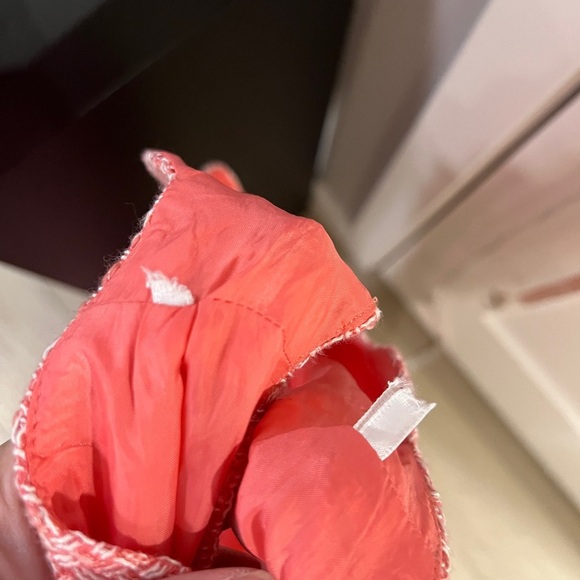 Karl Lagerfeld Paris Designer Tweed Scalloped V Neck Sheath Pink Dress Size 10 - Picture 6 of 11